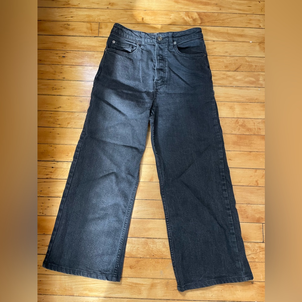 Wide leg free people black jeans